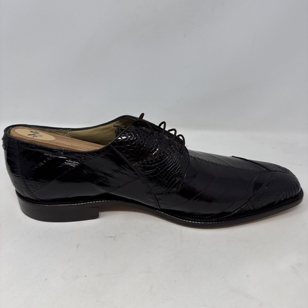 Belvedere Studio Genuine Eel Skin Men's Dress shoes - 14D Brown New In Box!! - Picture 6 of 14